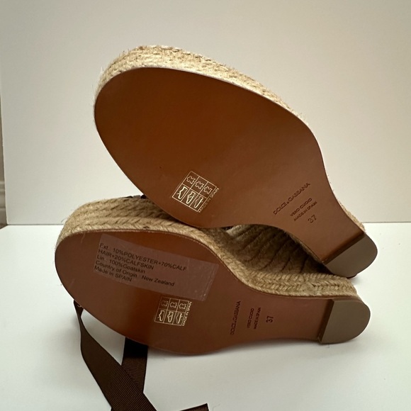 New Dolce & Gabbana Leopard Pony Hair Espadrille/Ankle Wrap Wedge - Picture 8 of 16